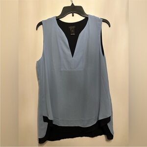 Ann Taylor Sleeveless Dusty Blue Layered V-Neck Blouse | Size M